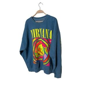 Urban Outfitters Nirvana Sweatshirt Adult S/M blue Smile Pullover Womens